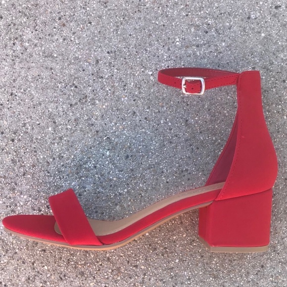 City Classified Red ankle strap 2” Heel Sandal - Picture 2 of 7